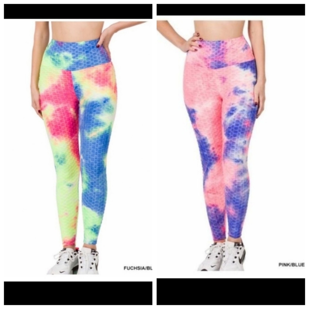 2 -TIE-DYE HONEYCOMB LEGGINGS SET OF 2 - NEW